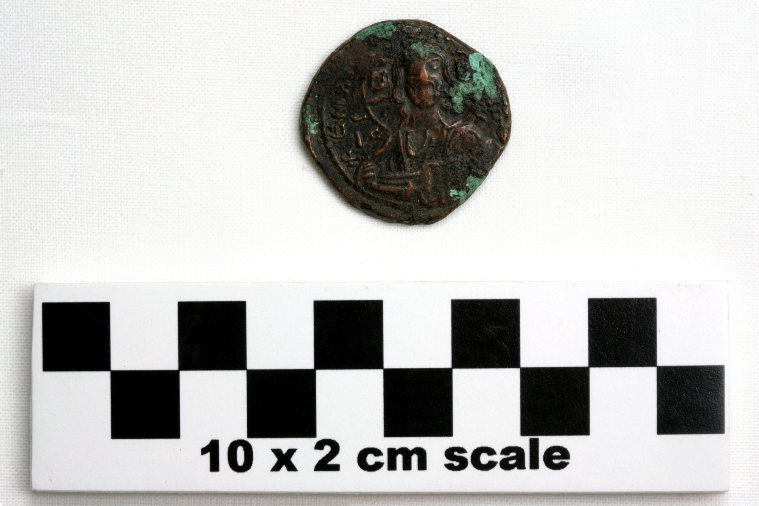 Image of item of type Coin and color Bronze, very dark gray, & pale green corrosion