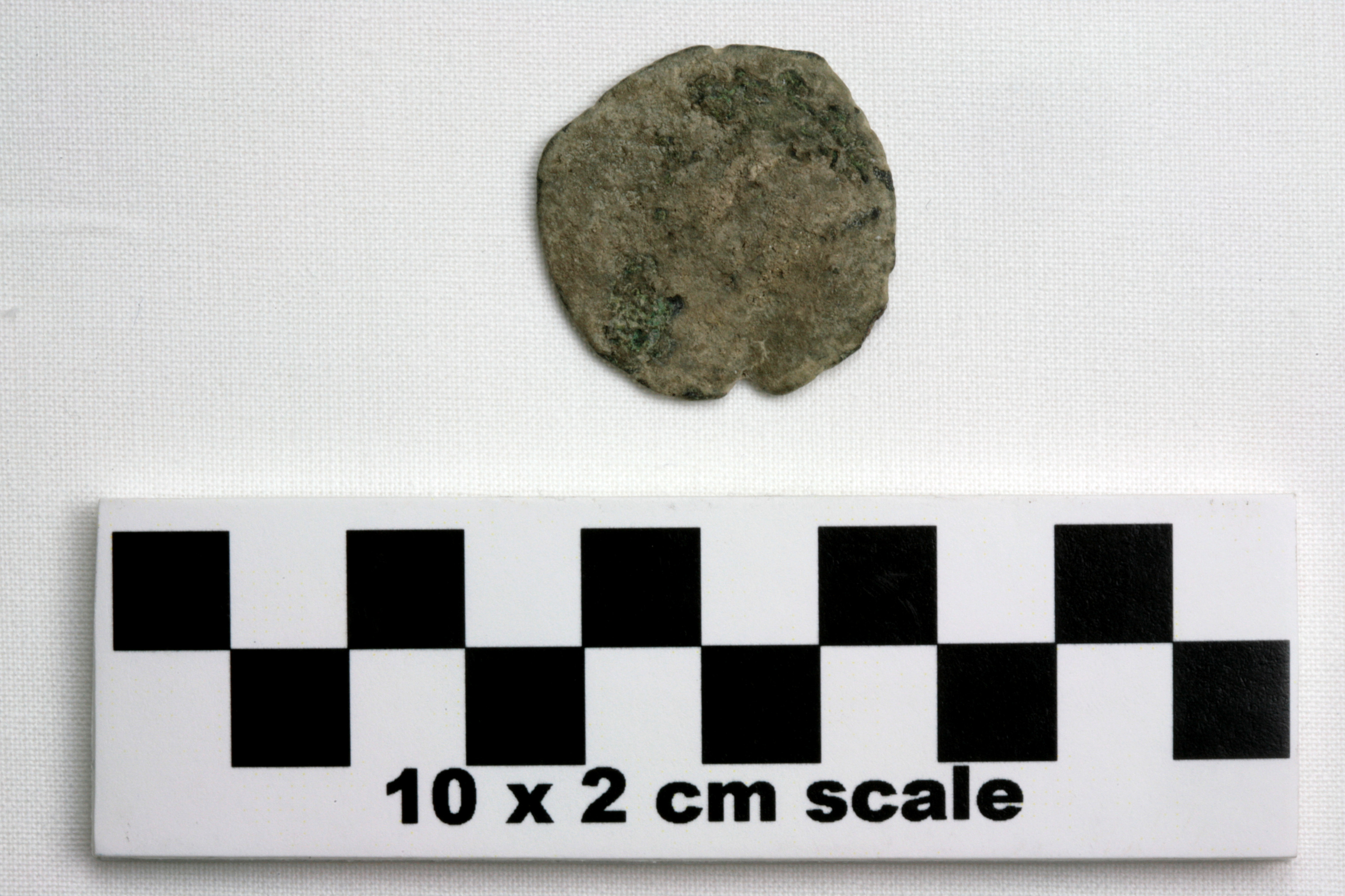 Image of item of type Coin and color gray, corrosion pale green