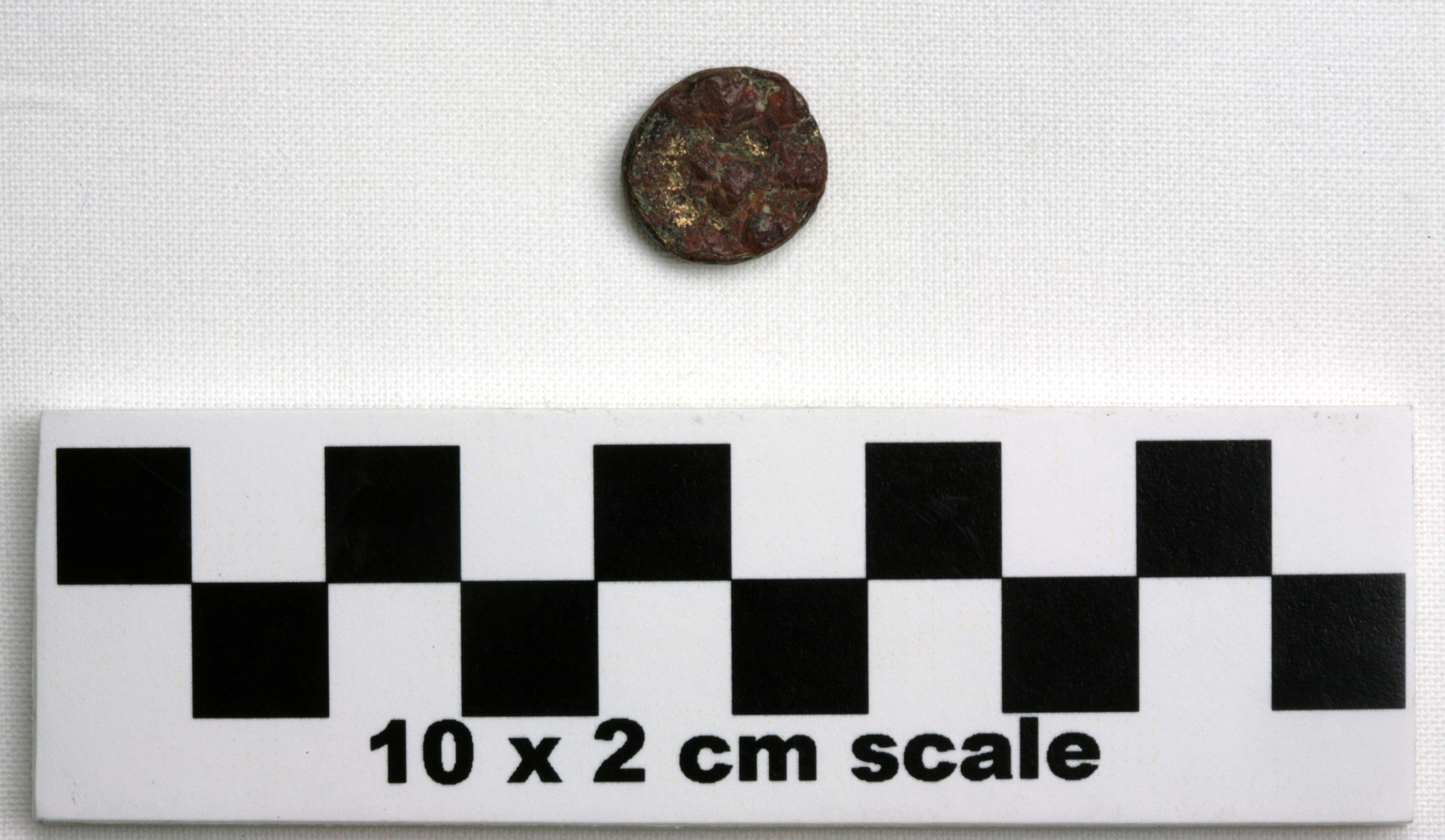 Image of item of type Coin and color reddish brown, dark reddish brown, pale green, w/ bronze/gold metallic traces