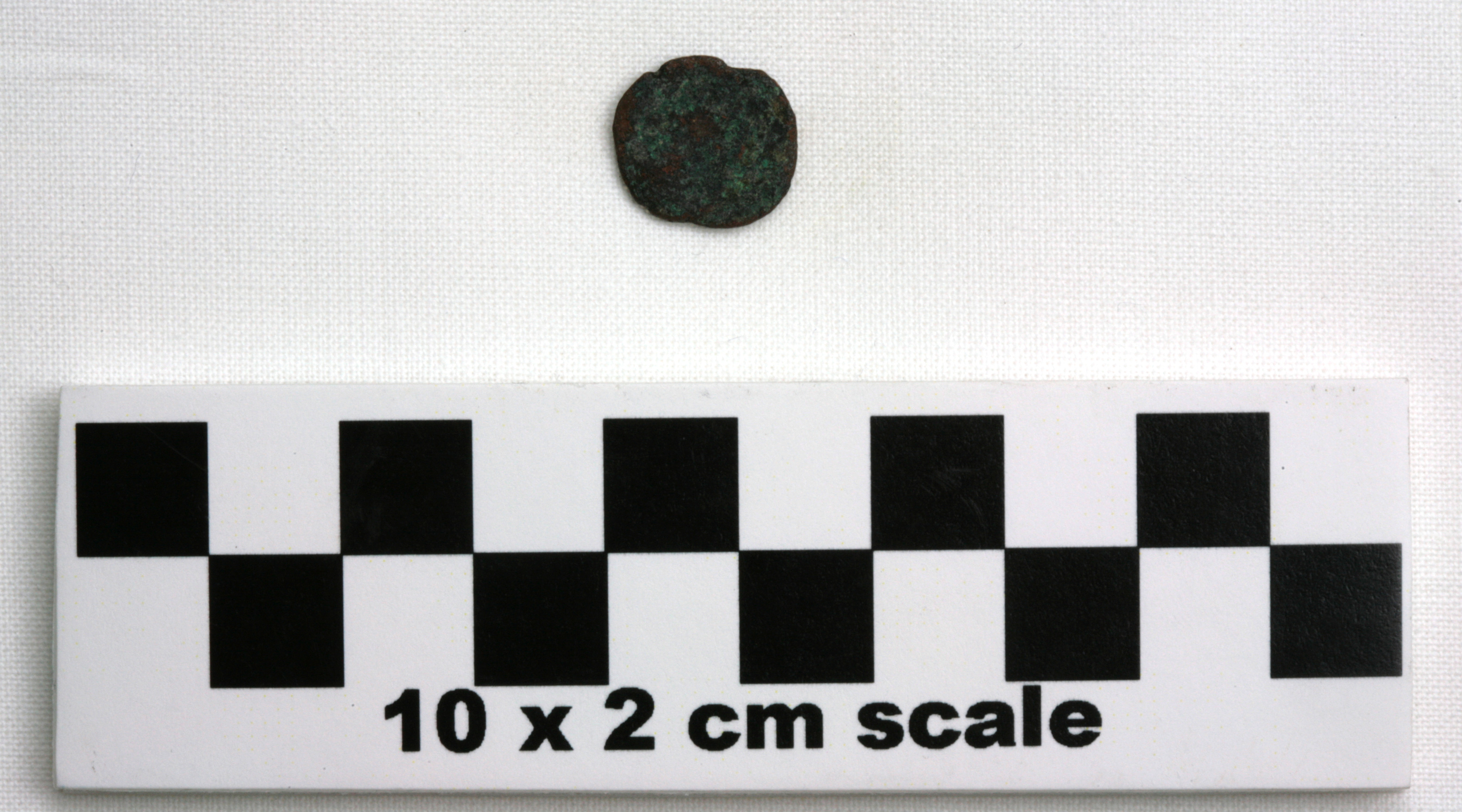 Image of item of type Coin and color dark reddish brown, corrosion-bluish green