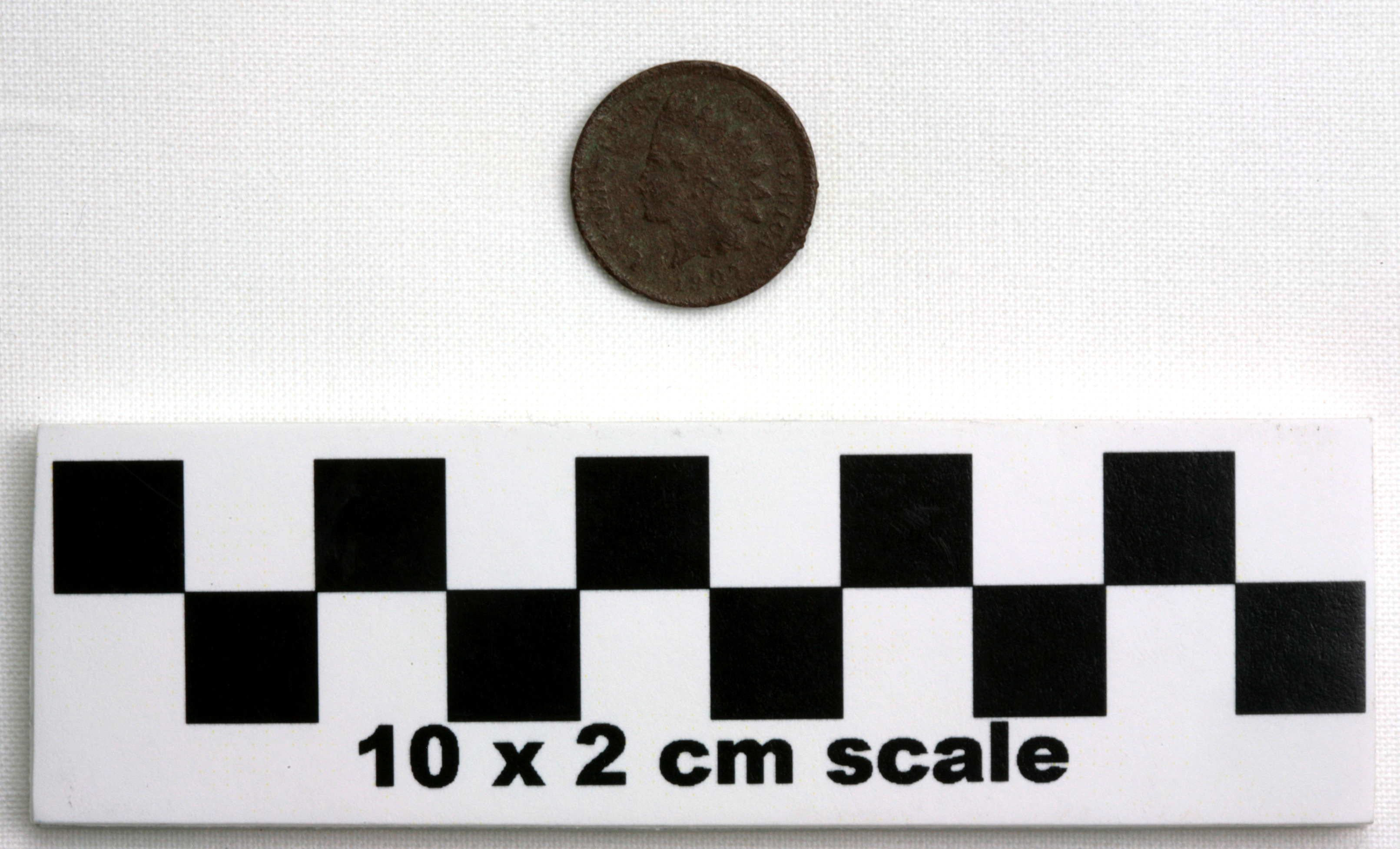 Image of item of type Coin and color dark gray, pale green corrosion