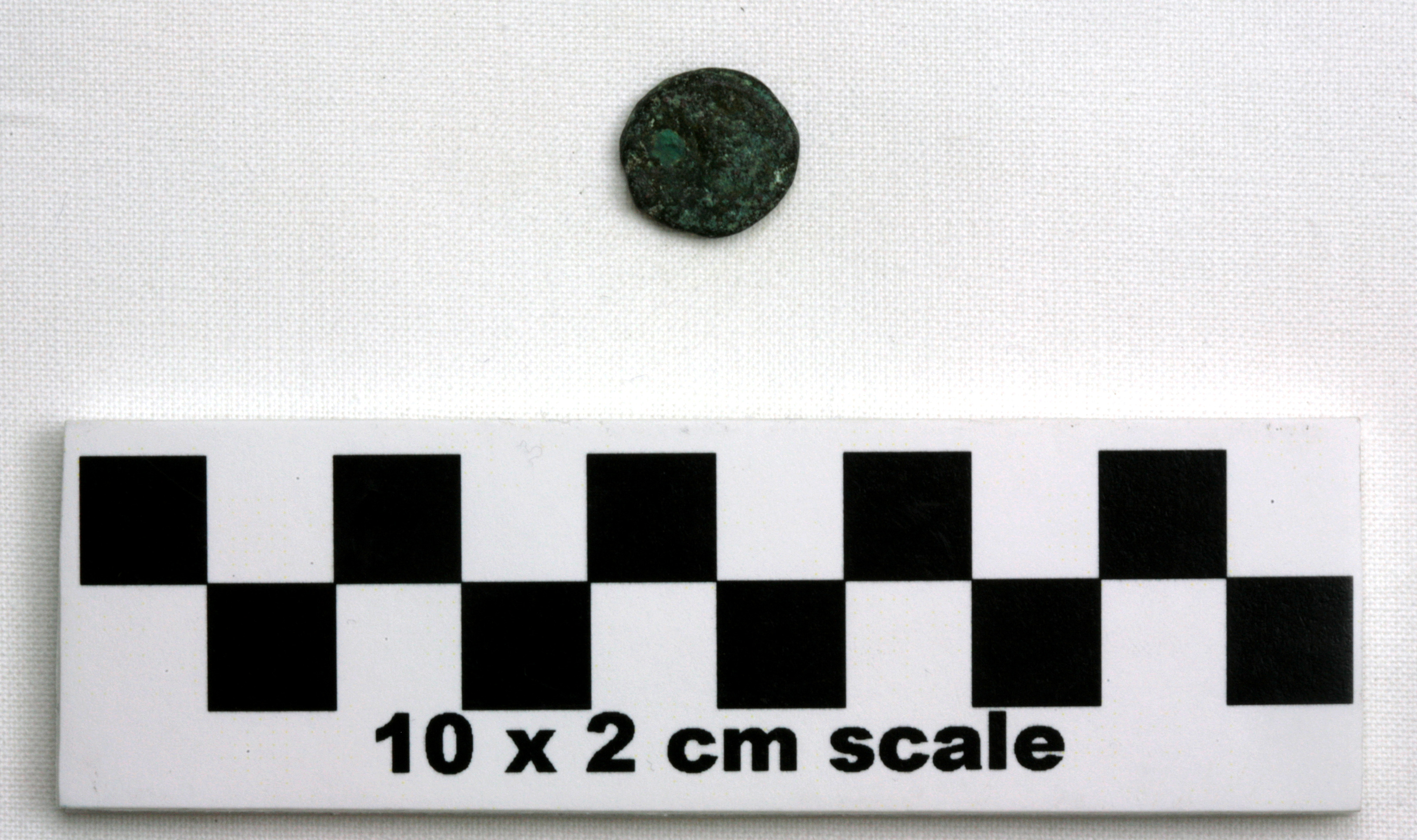 Image of item of type Coin and color greenish black, corrosion-pale green, bluish green, red