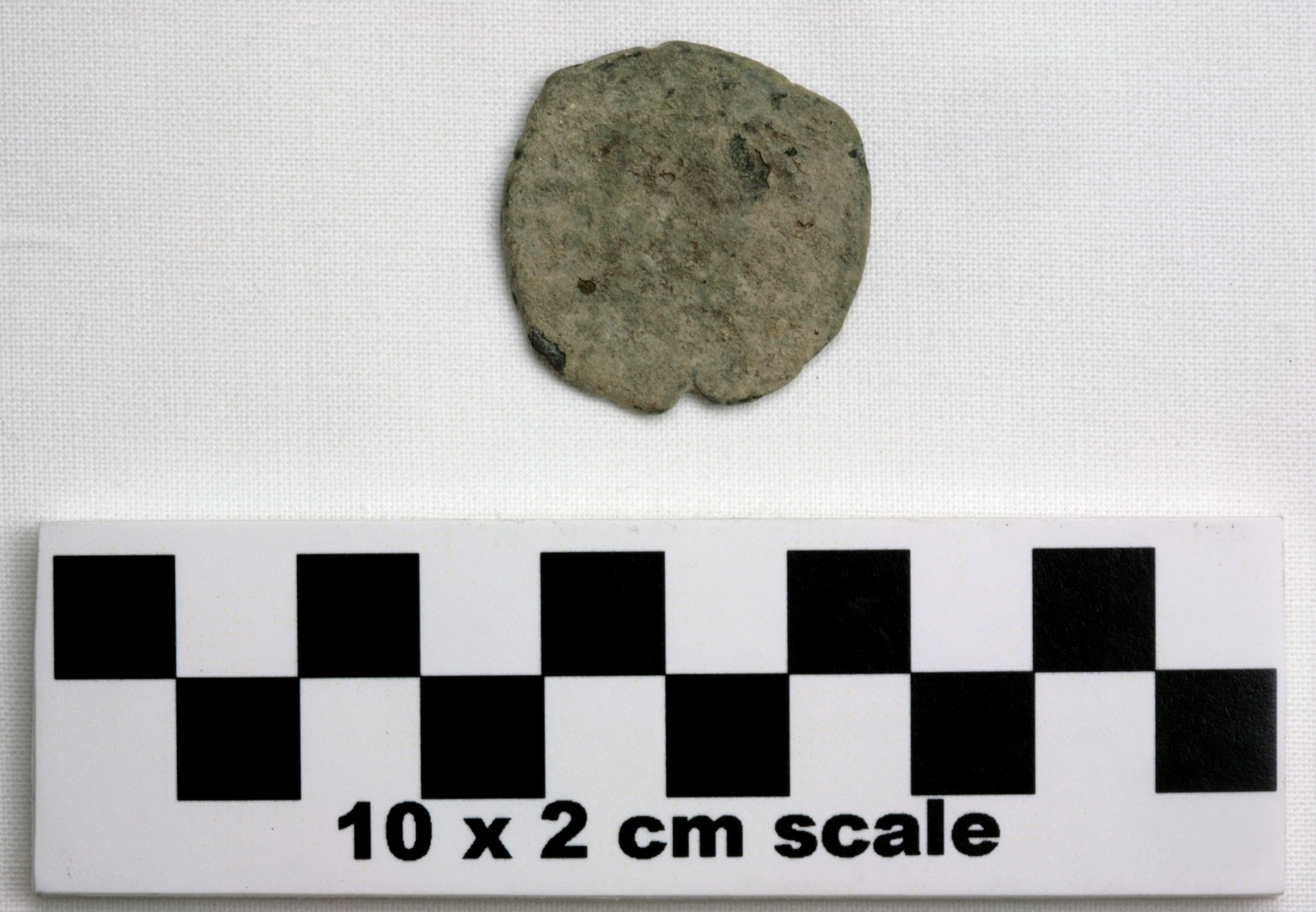Image of item of type Coin and color gray, corrosion pale green