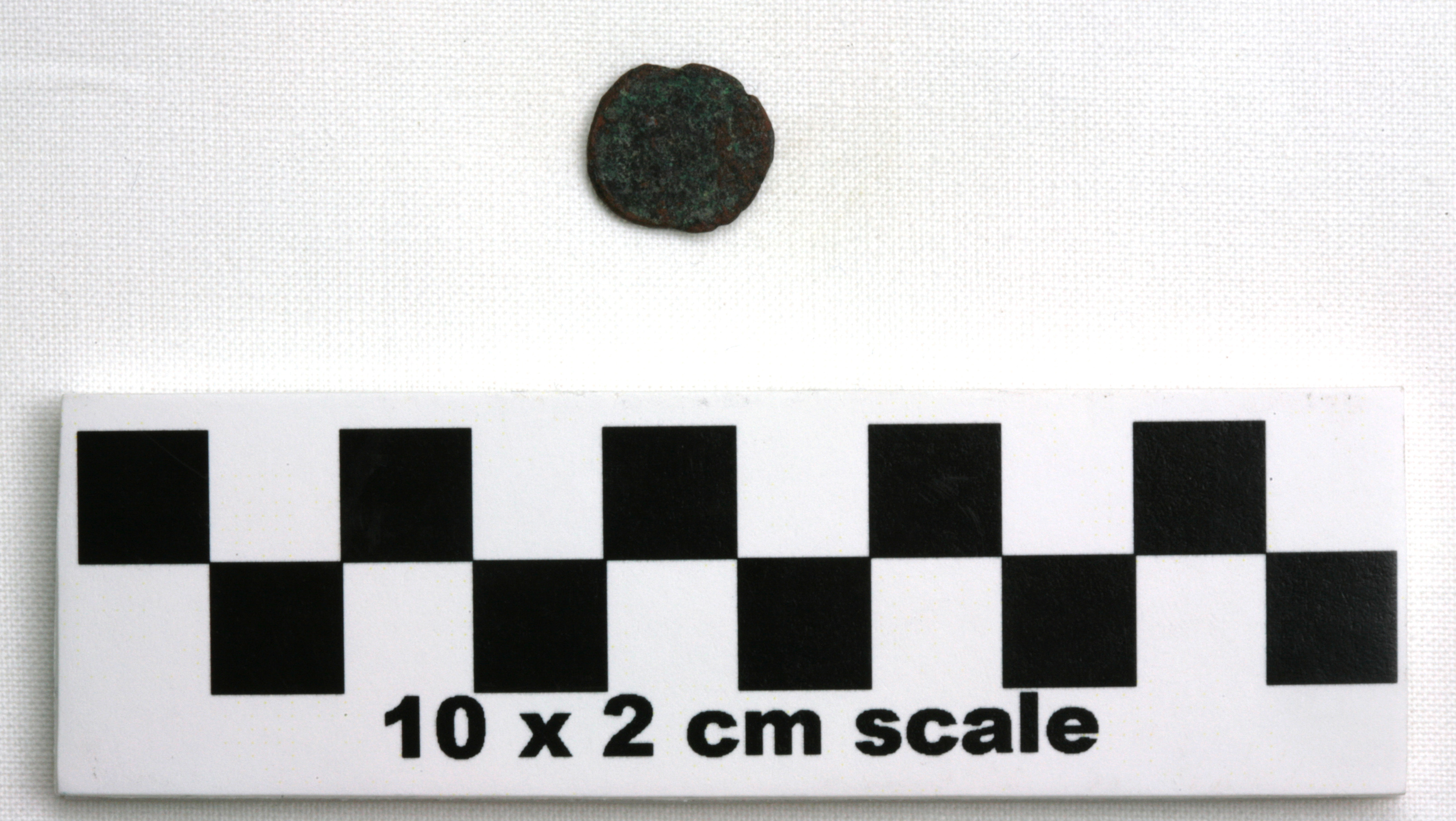 Image of item of type Coin and color dark reddish brown, corrosion-bluish green