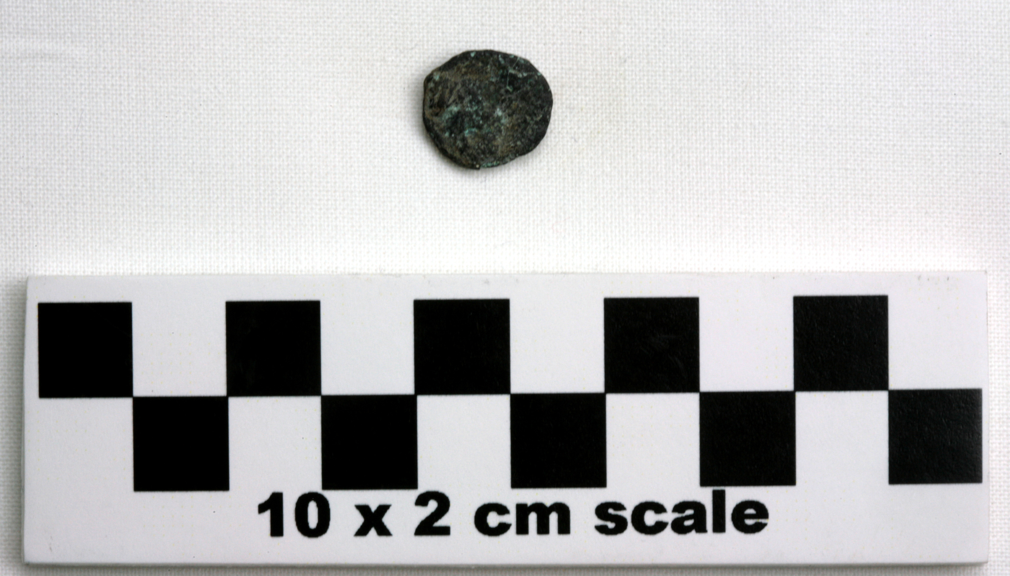 Image of item of type Coin and color very dark gray, corrosion-green, light greenish gray