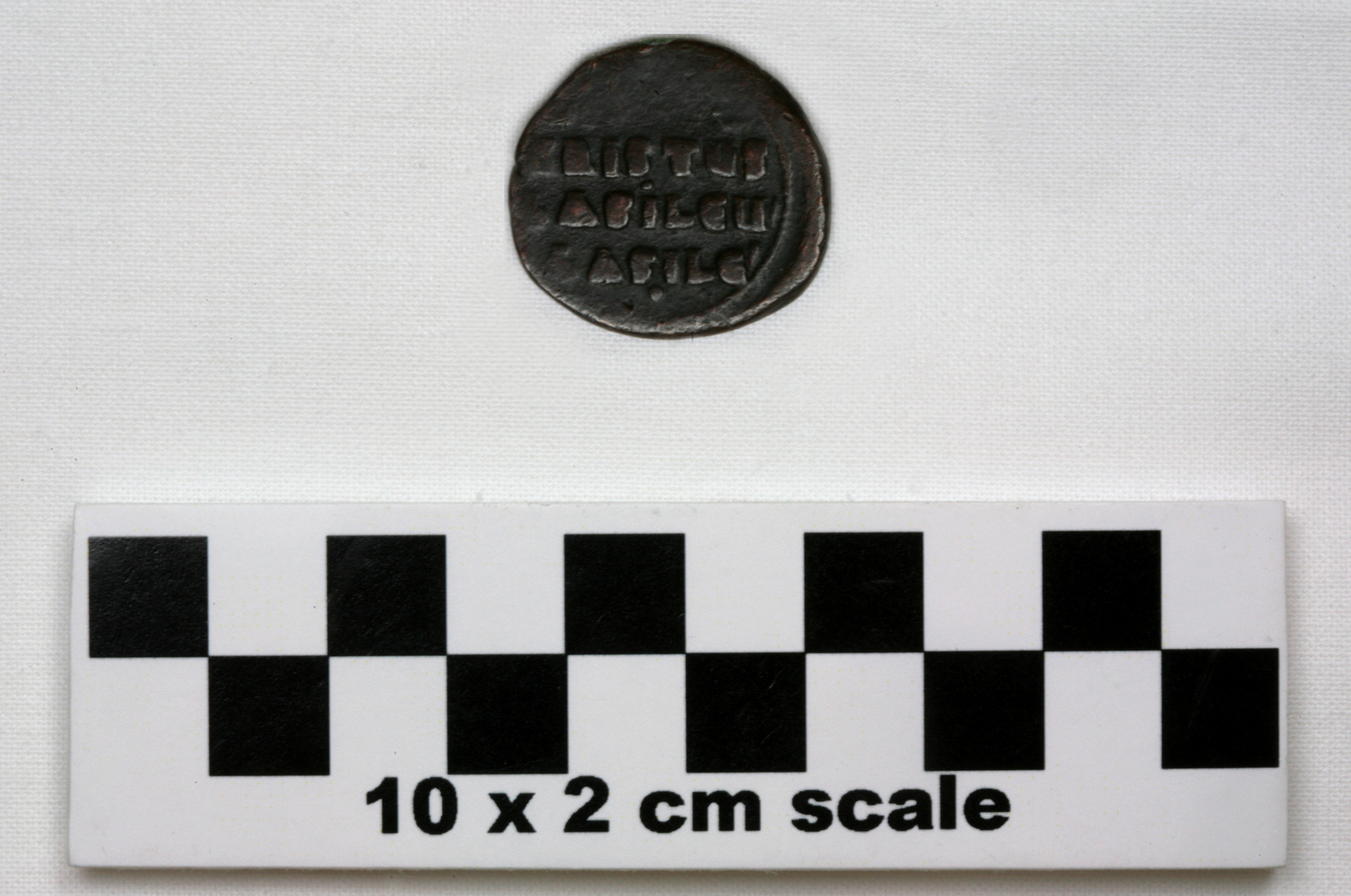 Image of item of type Coin and color Bronze, very dk gray, pale green corrosion