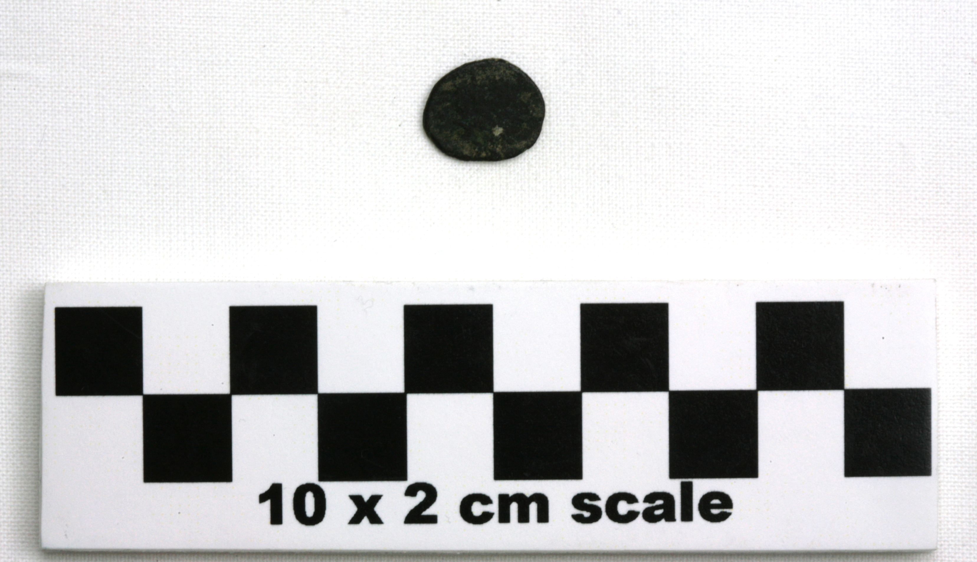 Image of item of type Coin and color very dark brown, corrosion-light olive brown