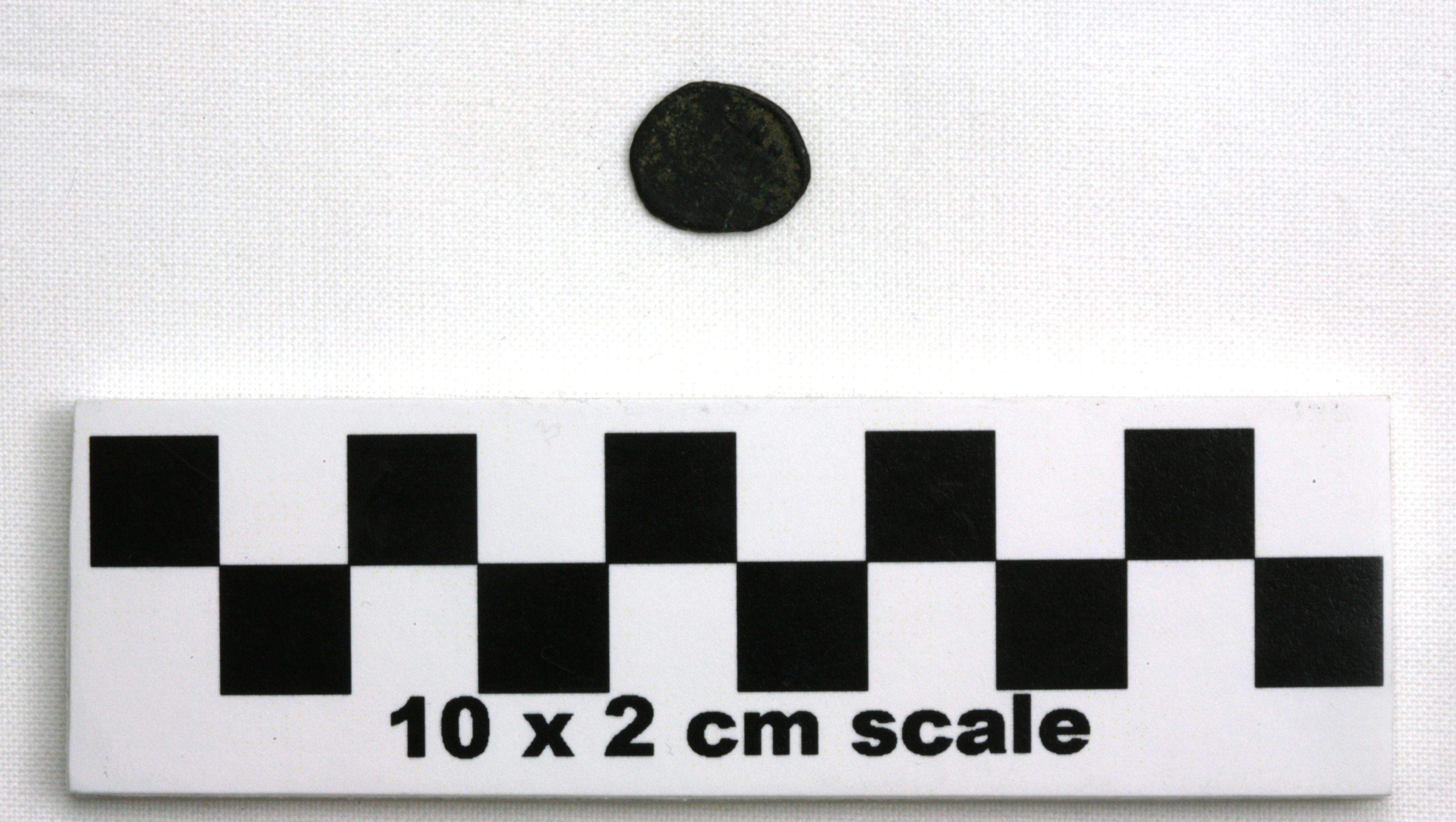 Image of item of type Coin and color very dark brown, corrosion-light olive brown